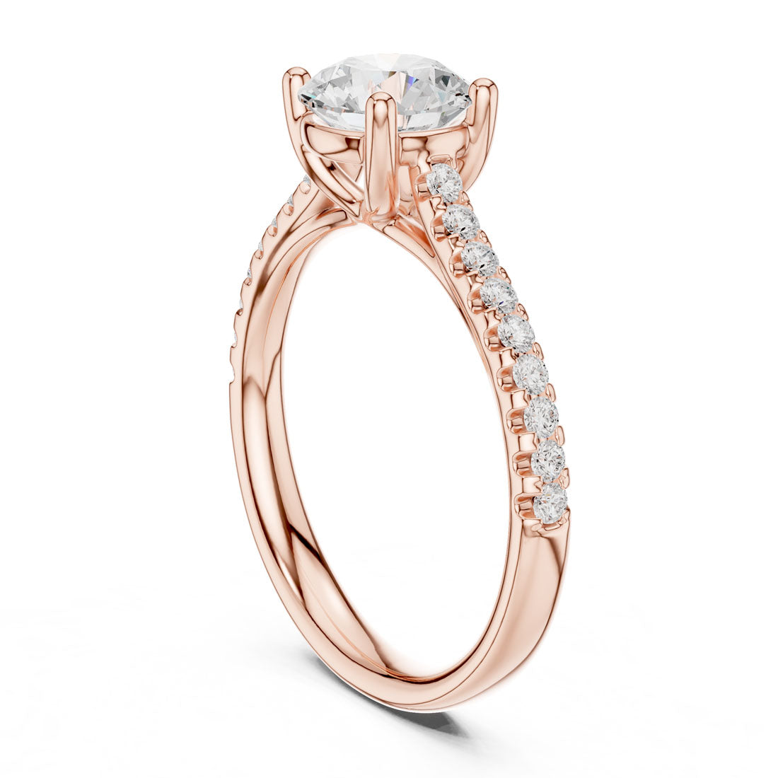 1.42 Ct. Round Diamond Solitaire with Half Eternity Pave Band (DDLR-634) 8