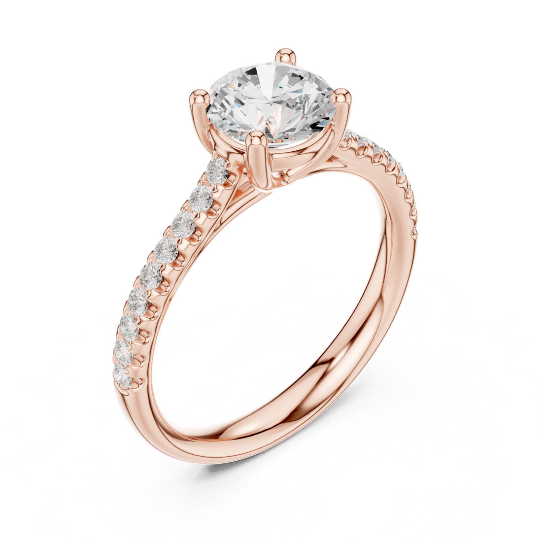1.42 Ct. Round Diamond Solitaire with Half Eternity Pave Band (DDLR-634) 10