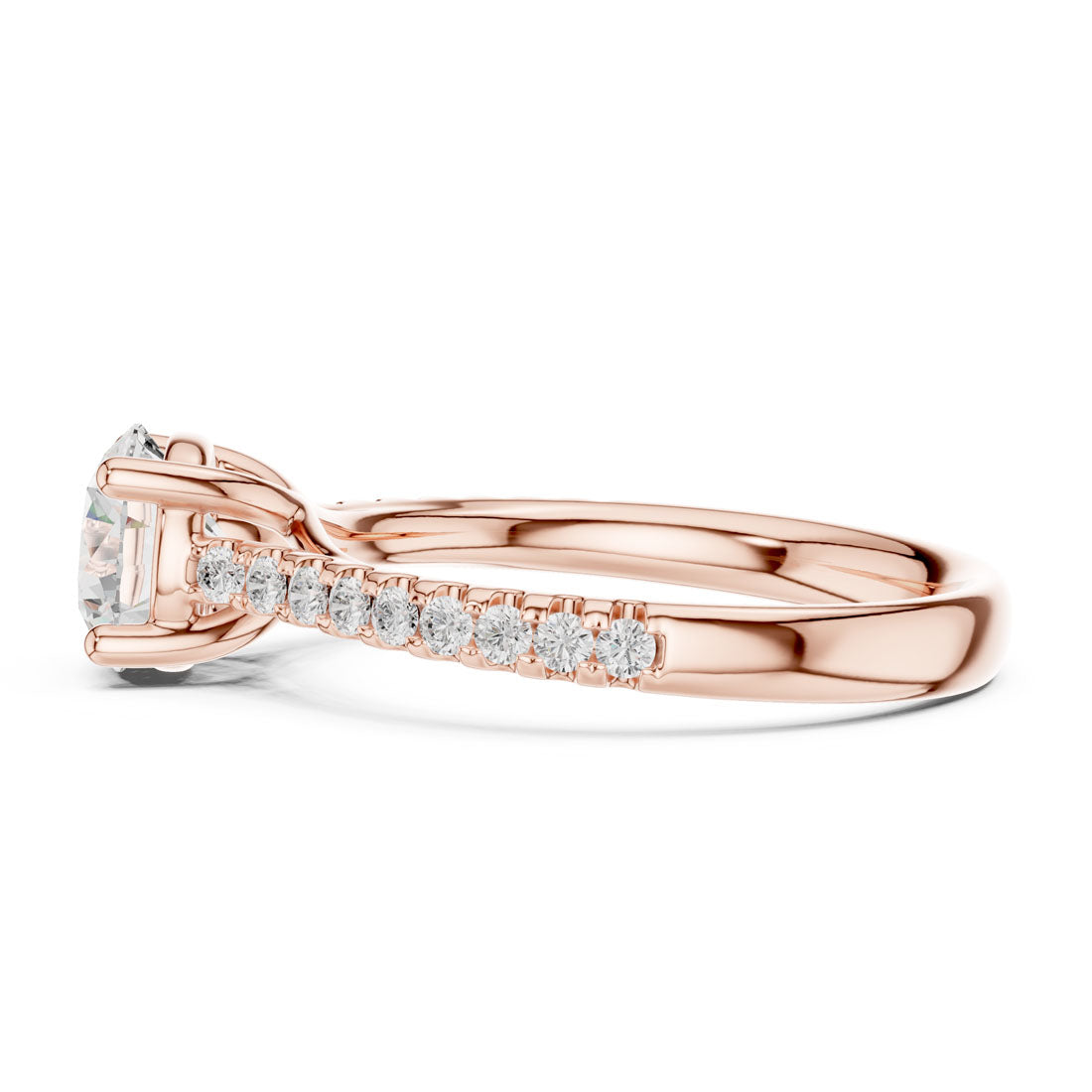 1.42 Ct. Round Diamond Solitaire with Half Eternity Pave Band (DDLR-634) 12