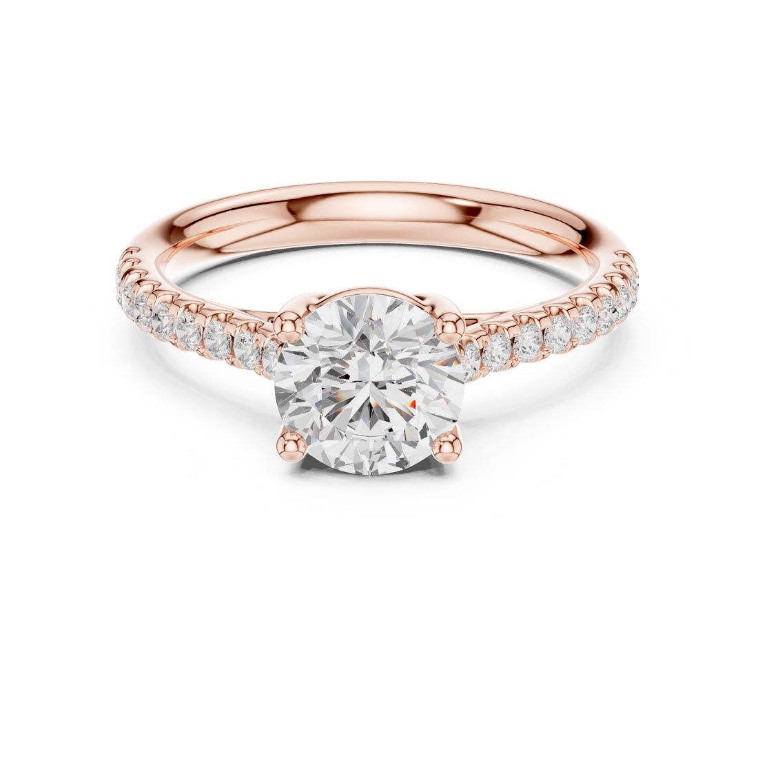 1.42 Ct. Round Diamond Solitaire with Half Eternity Pave Band (DDLR-634) 7