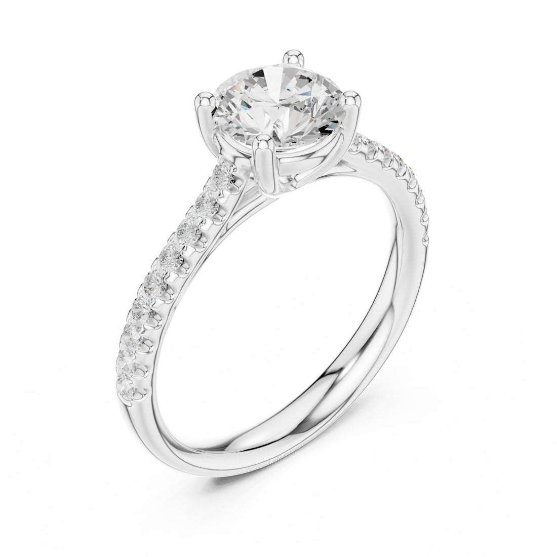 1.42 Ct. Round Diamond Solitaire with Half Eternity Pave Band (DDLR-634) 9