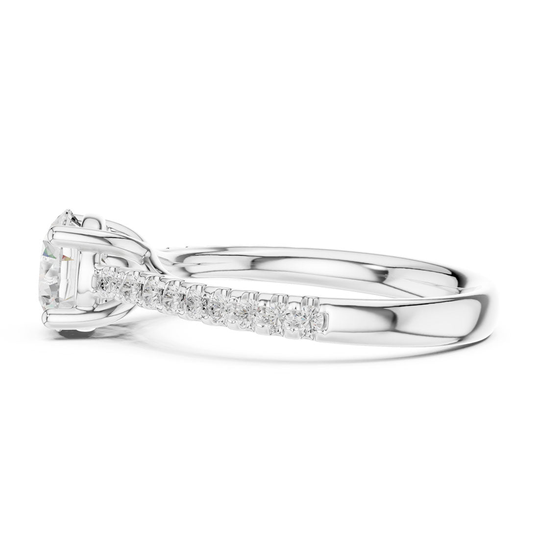1.42 Ct. Round Diamond Solitaire with Half Eternity Pave Band (DDLR-634) 11
