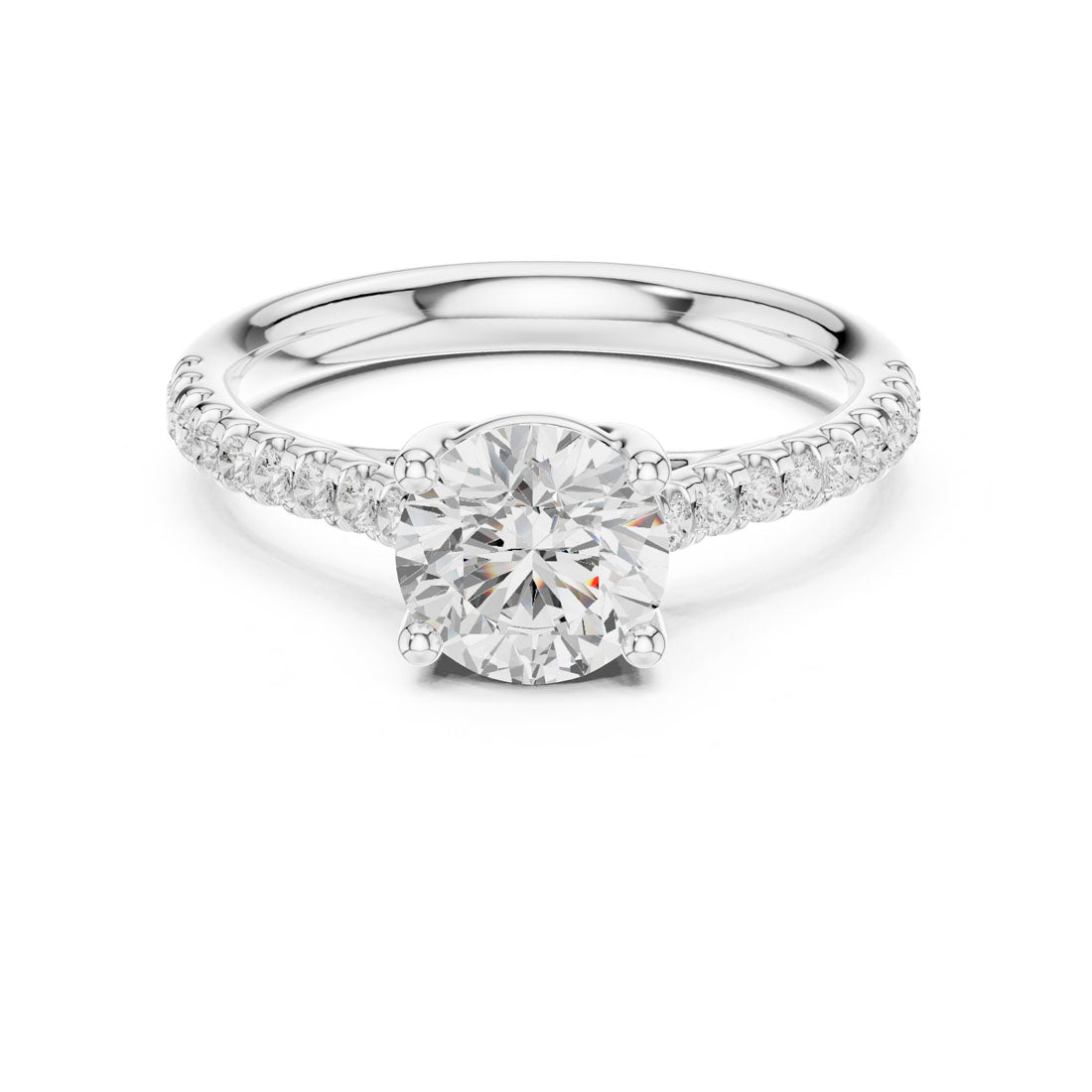 1.42 Ct. Round Diamond Solitaire with Half Eternity Pave Band (DDLR-634)
