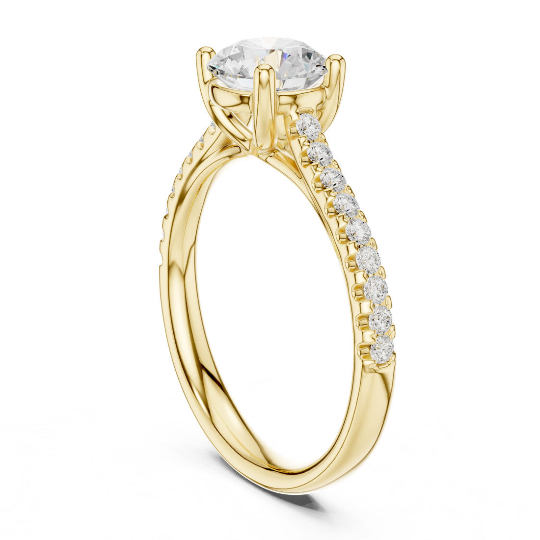 1.42 Ct. Round Diamond Solitaire with Half Eternity Pave Band (DDLR-634) 3