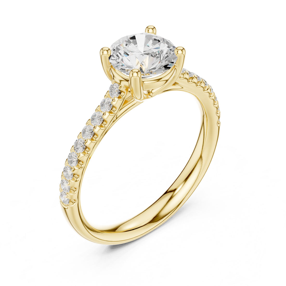 1.42 Ct. Round Diamond Solitaire with Half Eternity Pave Band (DDLR-634)