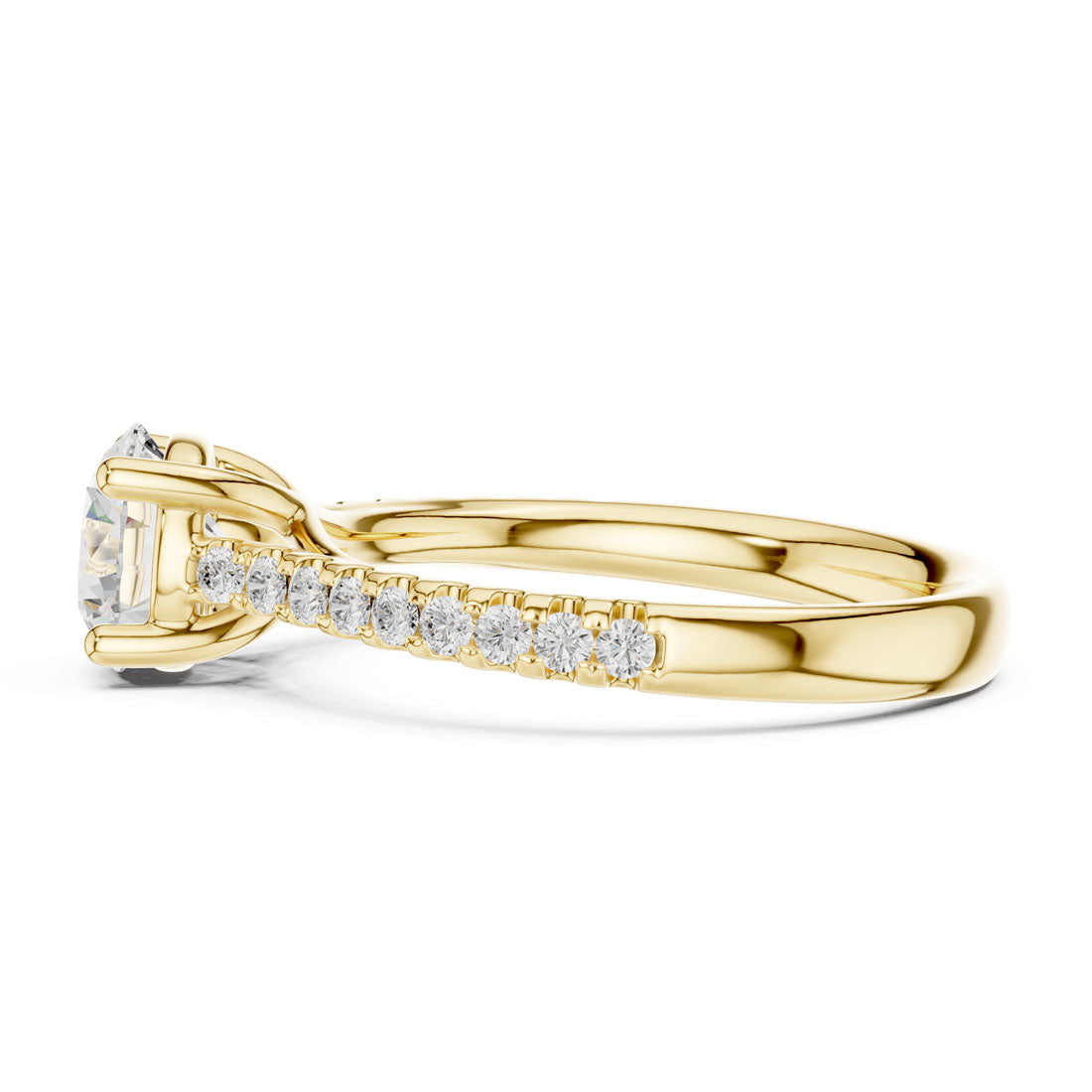 1.42 Ct. Round Diamond Solitaire with Half Eternity Pave Band (DDLR-634) 4