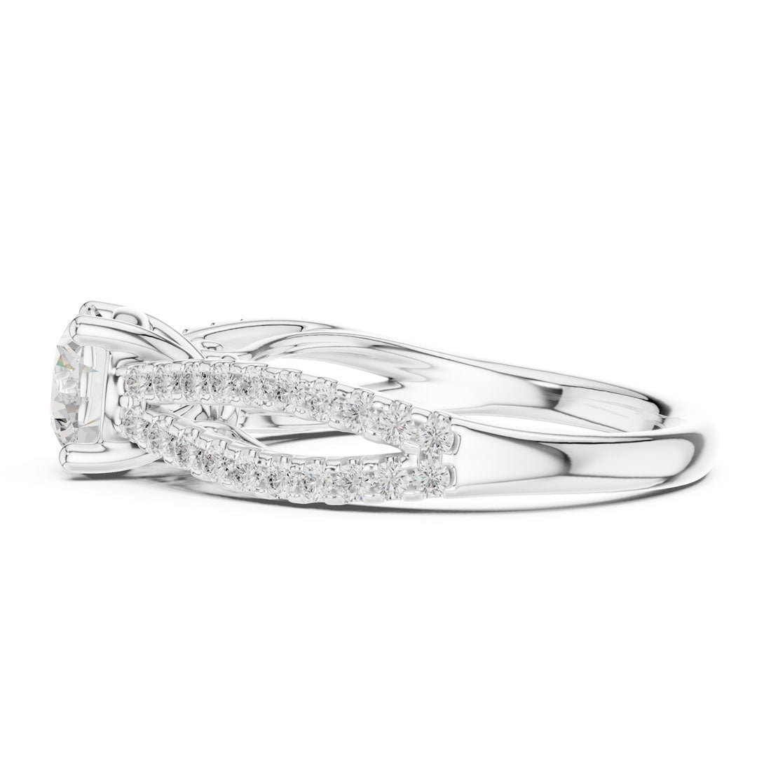 1.30 Ct. Round Diamond Solitaire with Double Row Pavé Split Band (DDLR-636) 11