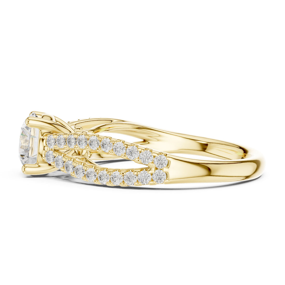 1.30 Ct. Round Diamond Solitaire with Double Row Pavé Split Band (DDLR-636) 4