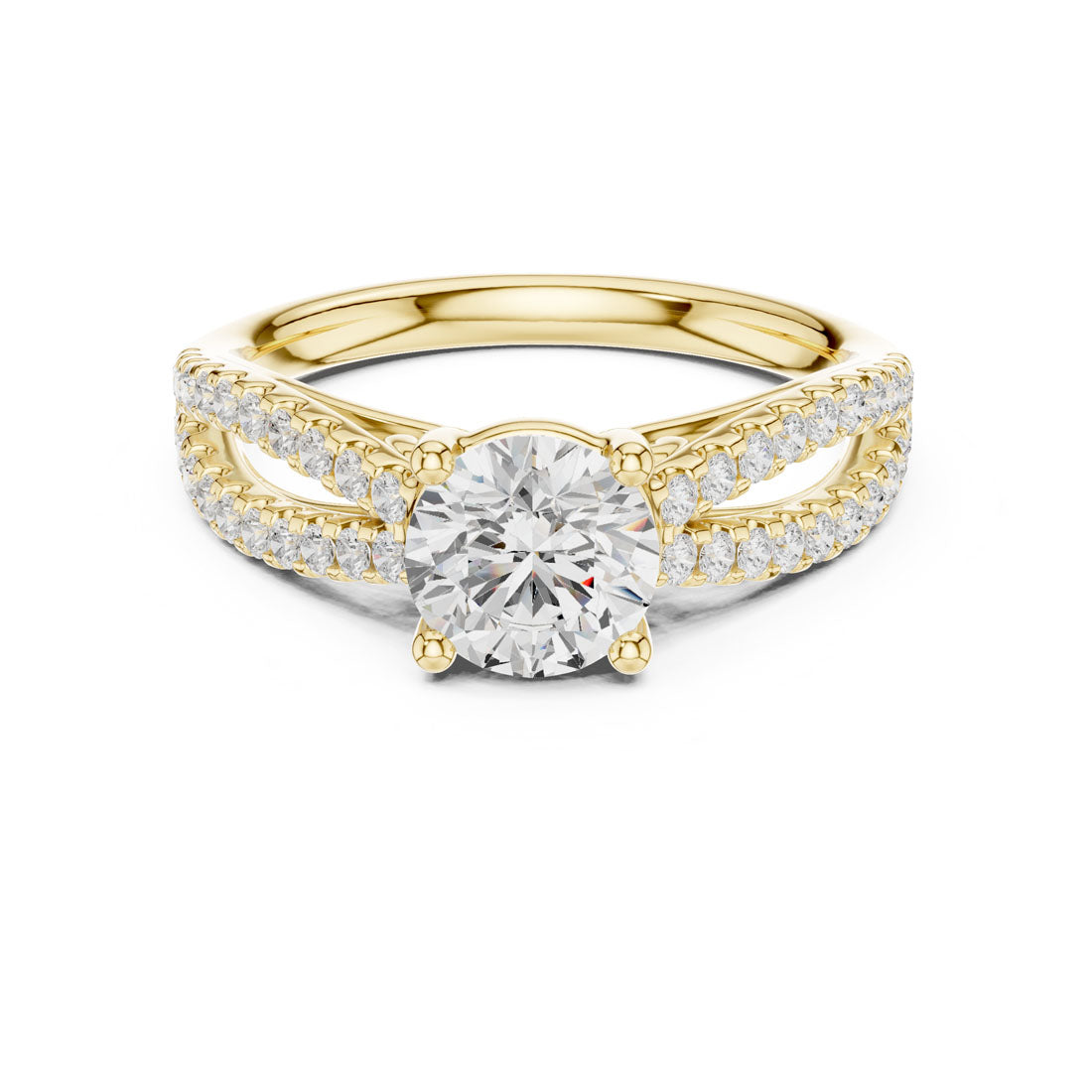 1.30 Ct. Round Diamond Solitaire with Double Row Pavé Split Band (DDLR-636) 5
