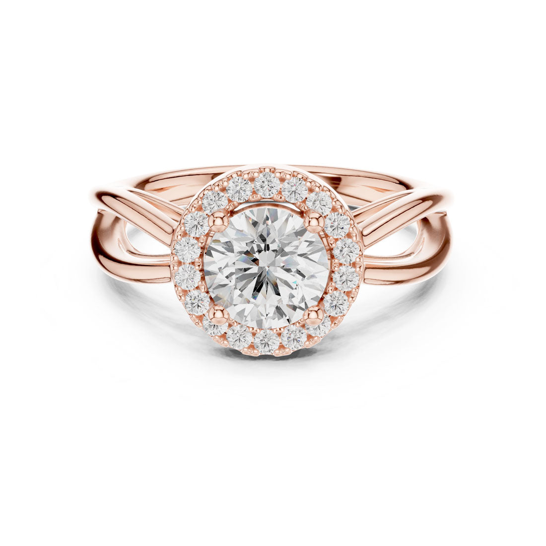 1.17 Ct. Round Diamond Halo Solitaire with Sculpted Split Shank (DDLR-637) 7