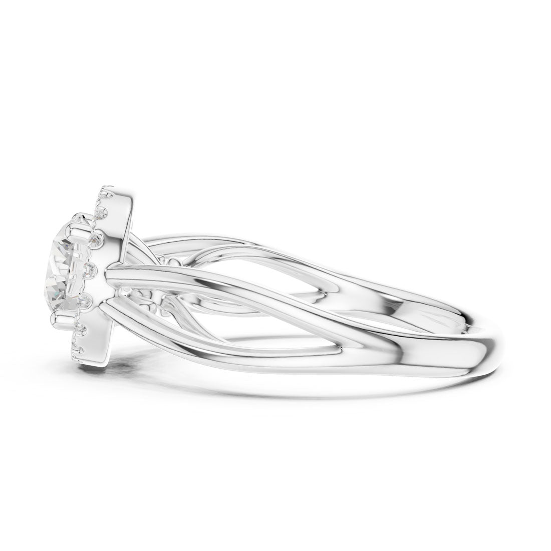 1.17 Ct. Round Diamond Halo Solitaire with Sculpted Split Shank (DDLR-637) 11