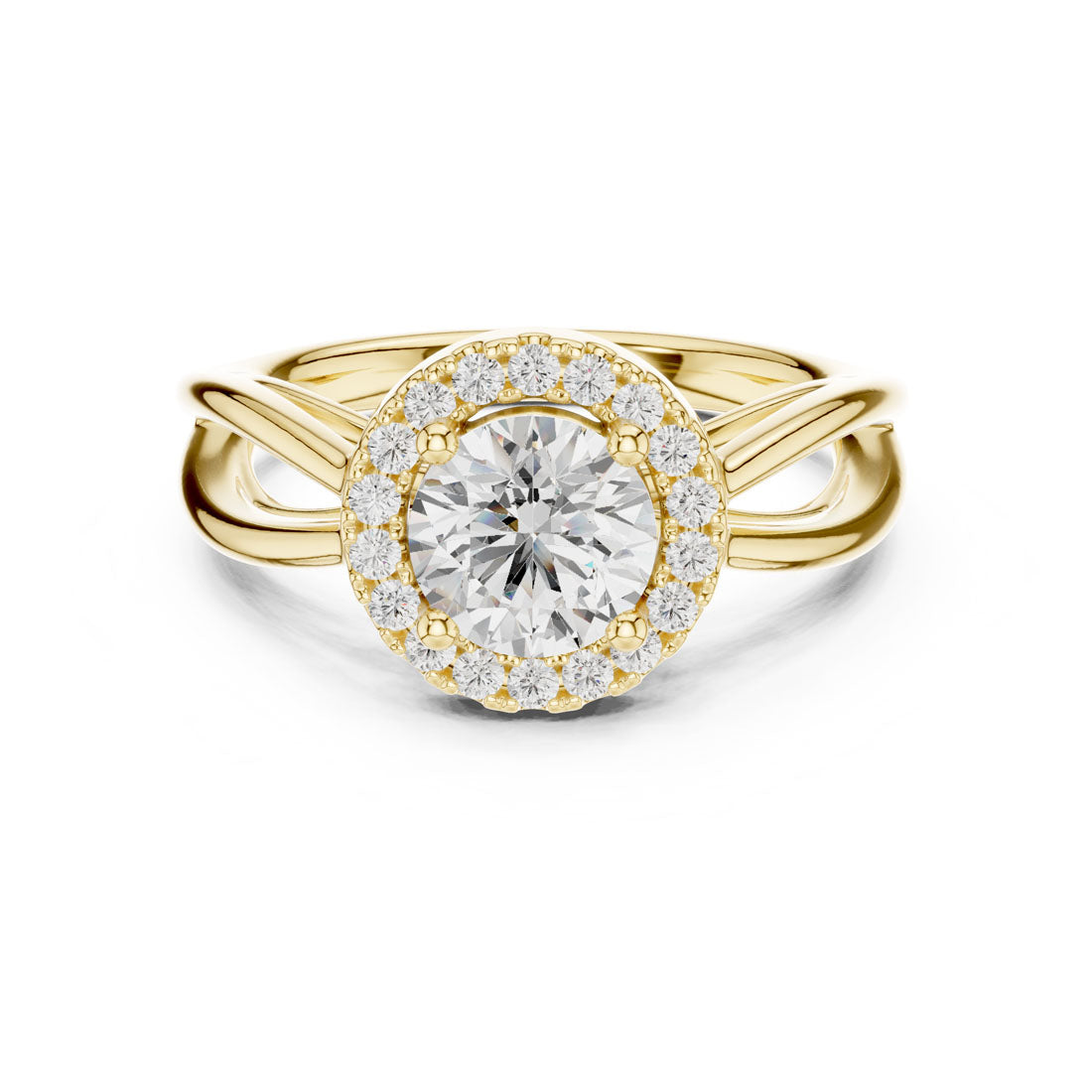 1.17 Ct. Round Diamond Halo Solitaire with Sculpted Split Shank (DDLR-637) 5