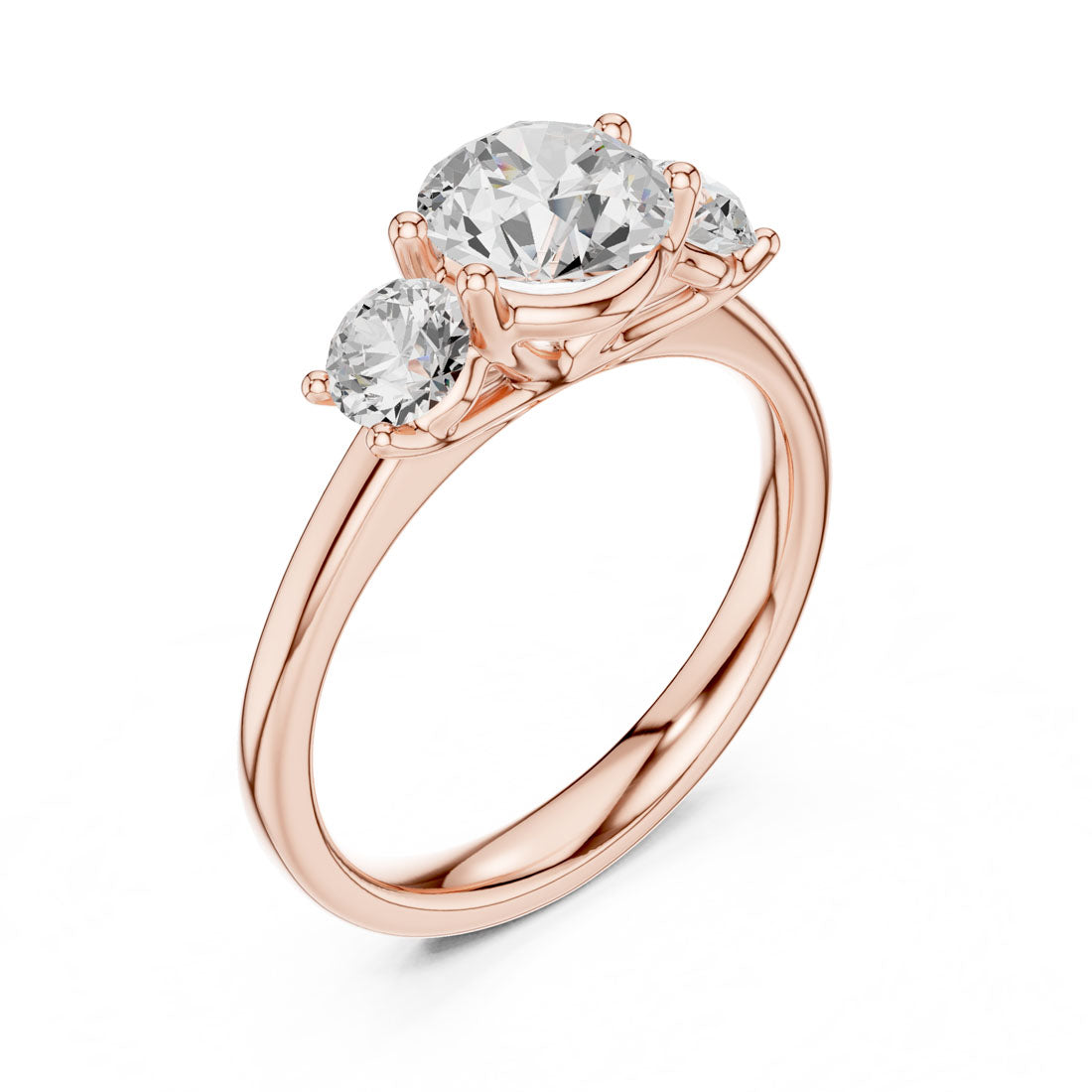 1.50 Ct. Round Diamond Three-Stone Solitaire with Classic Polished Band (DDLR-638) 6