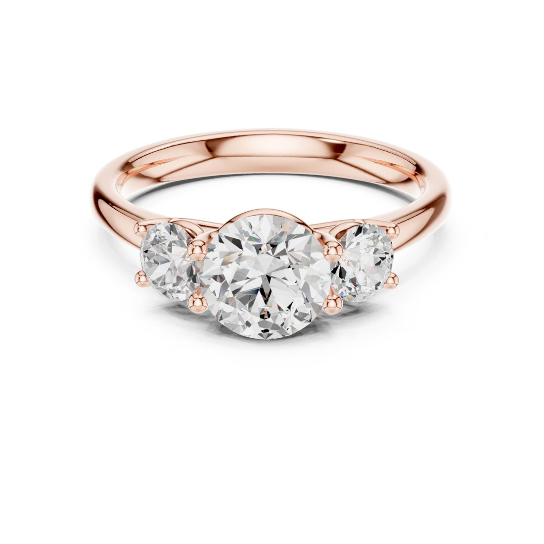 1.50 Ct. Round Diamond Three-Stone Solitaire with Classic Polished Band (DDLR-638) 7