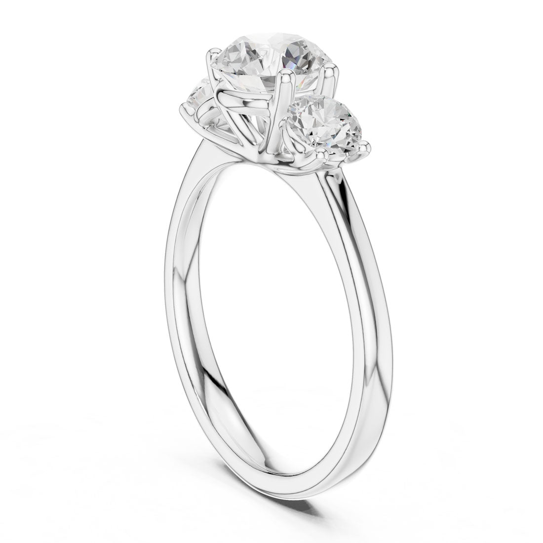 1.50 Ct. Round Diamond Three-Stone Solitaire with Classic Polished Band (DDLR-638) 9