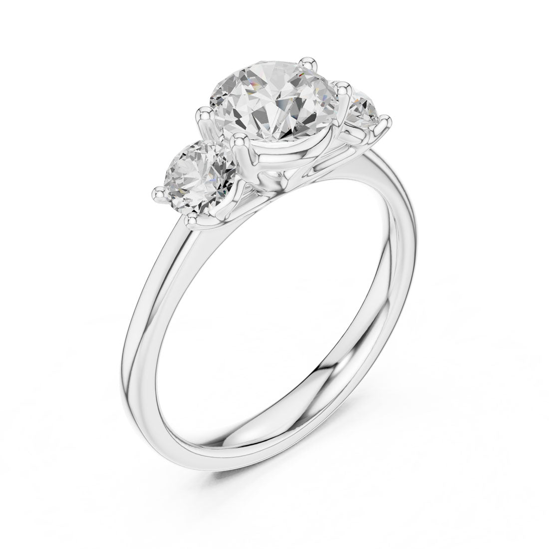1.50 Ct. Round Diamond Three-Stone Solitaire with Classic Polished Band (DDLR-638) 8