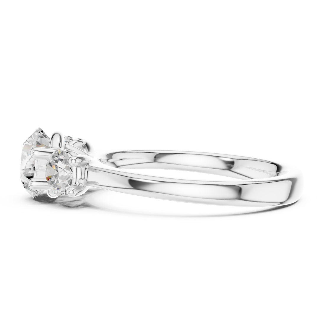 1.50 Ct. Round Diamond Three-Stone Solitaire with Classic Polished Band (DDLR-638) 11