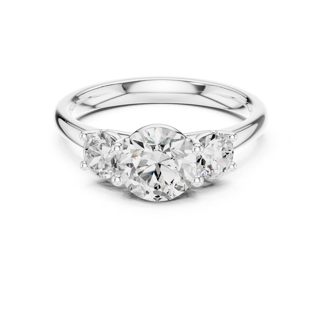 1.50 Ct. Round Diamond Three-Stone Solitaire with Classic Polished Band (DDLR-638)