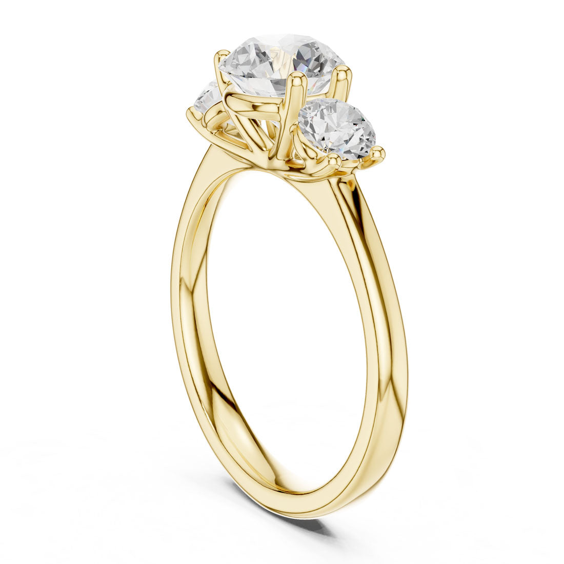 1.50 Ct. Round Diamond Three-Stone Solitaire with Classic Polished Band (DDLR-638) 3