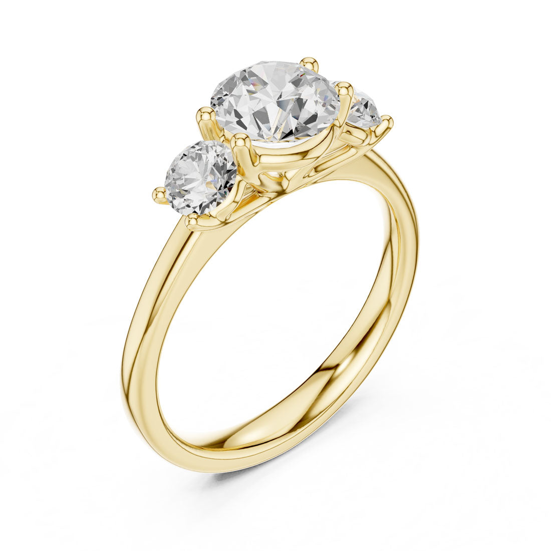 1.50 Ct. Round Diamond Three-Stone Solitaire with Classic Polished Band (DDLR-638)