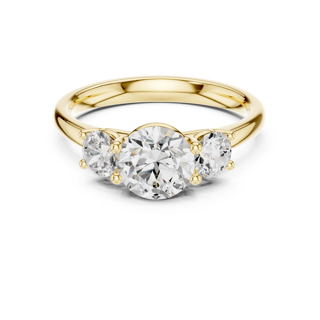 1.50 Ct. Round Diamond Three-Stone Solitaire with Classic Polished Band (DDLR-638) 5