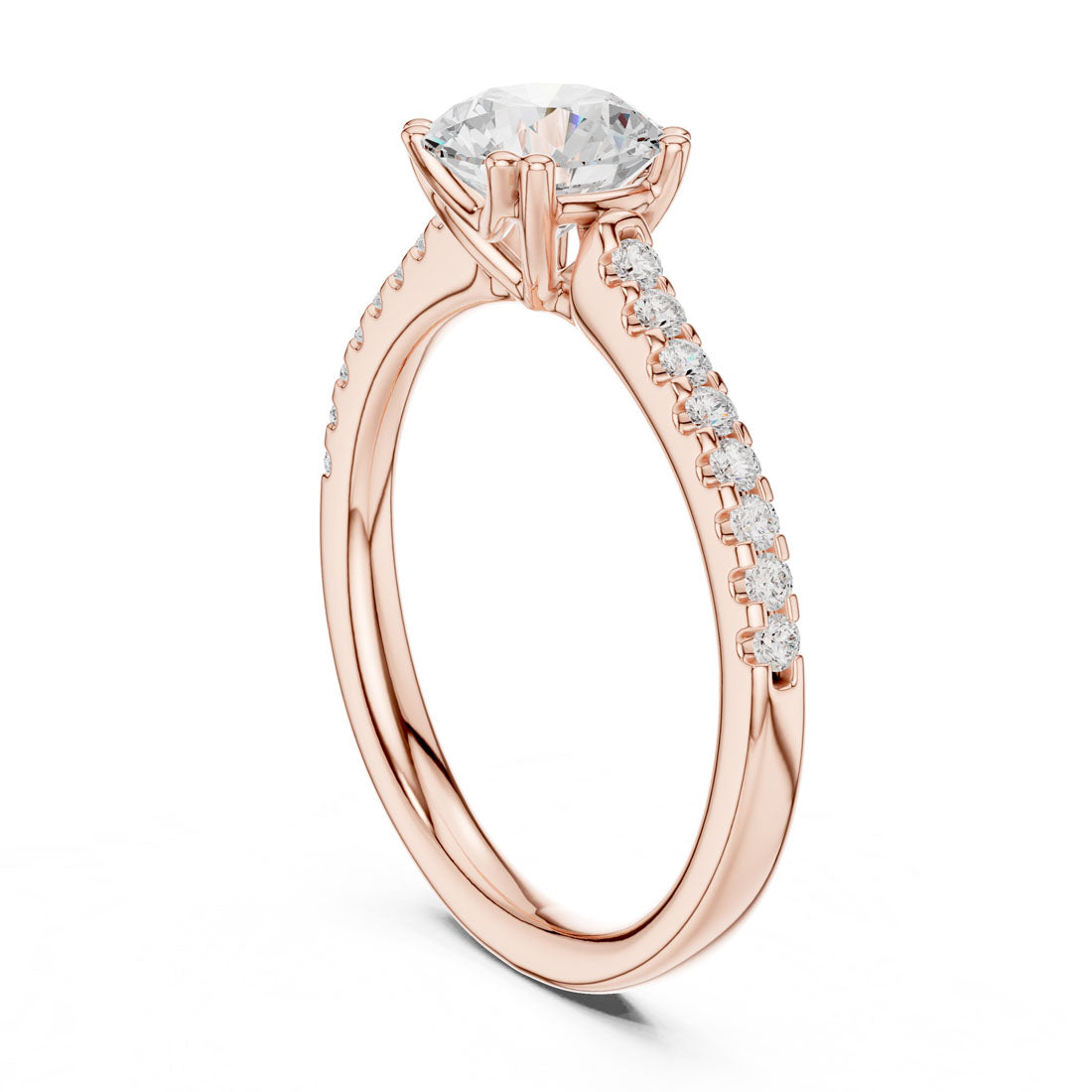 1.27 Ct. Round Cut Diamond Solitaire with Double Prong Pavé Band (DDLR-640) 10