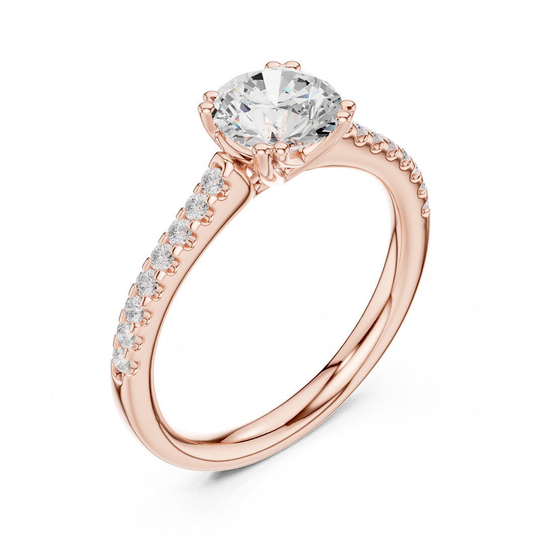 1.27 Ct. Round Cut Diamond Solitaire with Double Prong Pavé Band (DDLR-640) 6