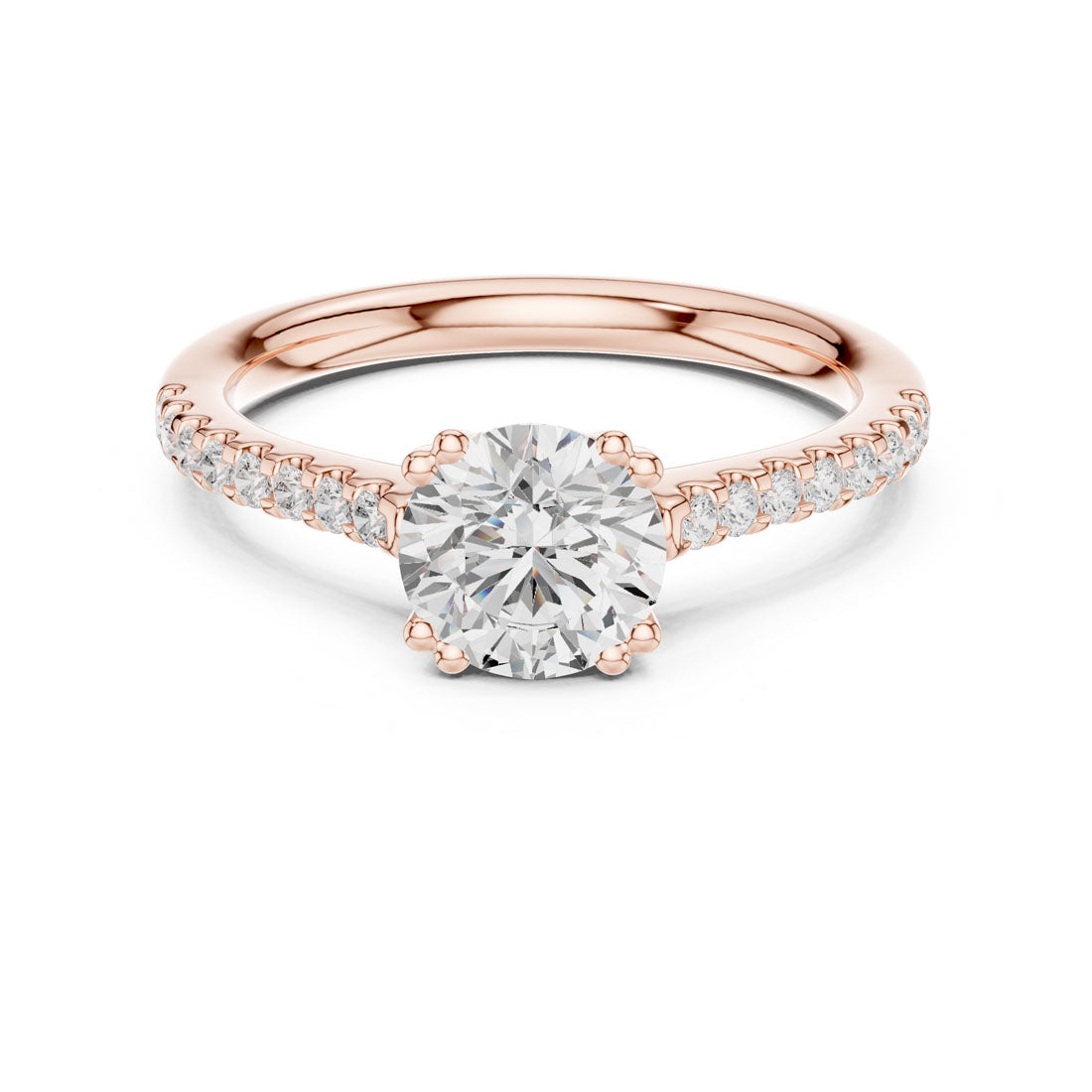 1.27 Ct. Round Cut Diamond Solitaire with Double Prong Pavé Band (DDLR-640) 7