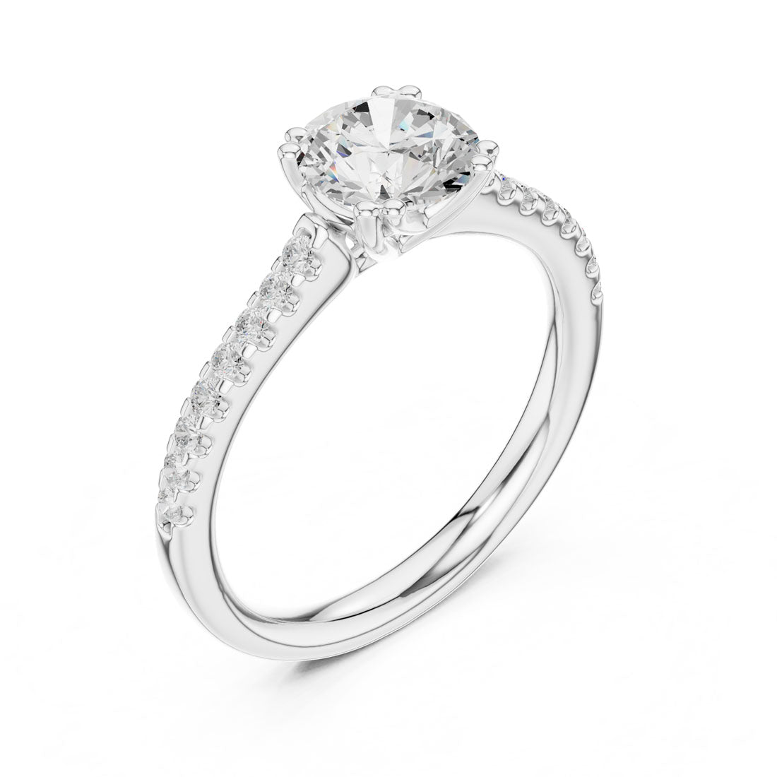 1.27 Ct. Round Cut Diamond Solitaire with Double Prong Pavé Band (DDLR-640) 8