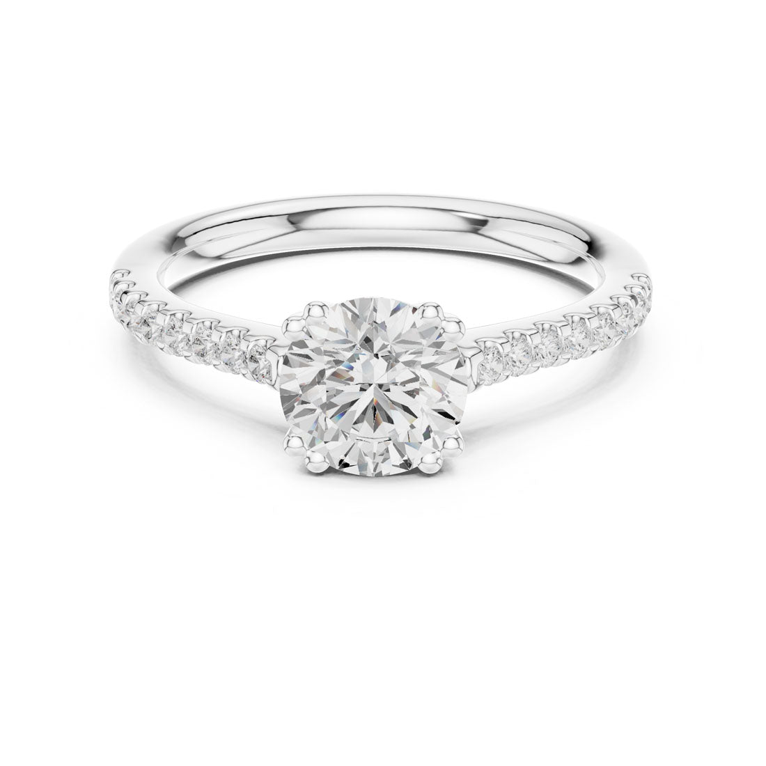 1.27 Ct. Round Cut Diamond Solitaire with Double Prong Pavé Band (DDLR-640)