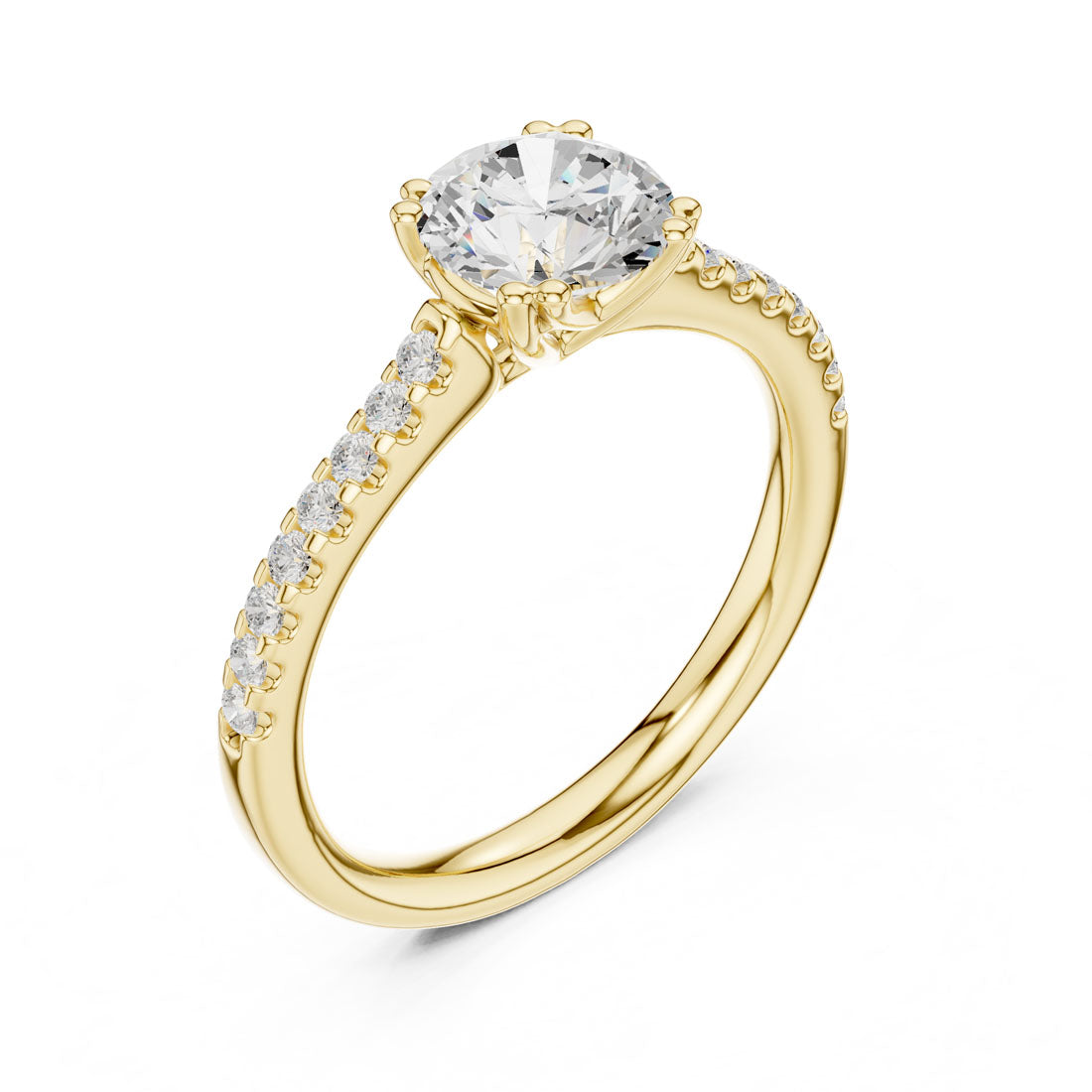 1.27 Ct. Round Cut Diamond Solitaire with Double Prong Pavé Band (DDLR-640)
