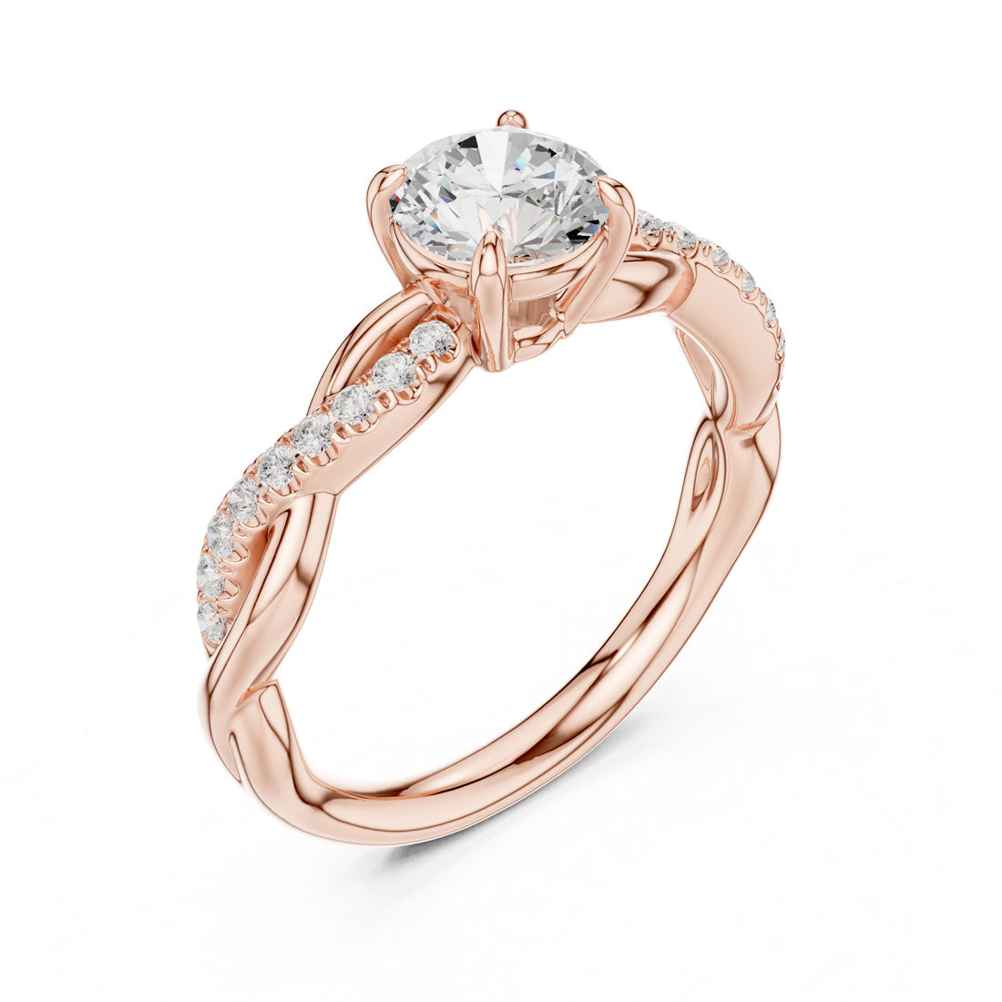 .76-1.03 Ct. Round Diamond Solitaire with Twisted Pavé Band (DDLR-589+641) 8