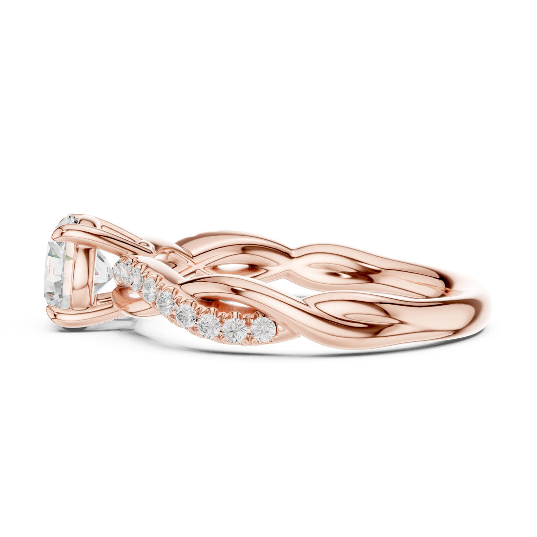 .76-1.03 Ct. Round Diamond Solitaire with Twisted Pavé Band (DDLR-589+641) 11