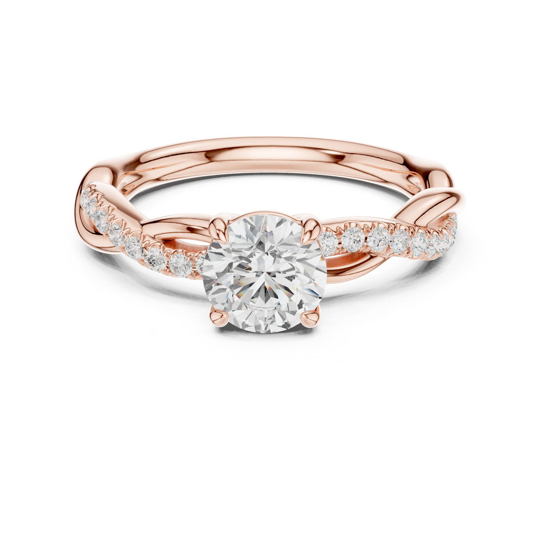 .76-1.03 Ct. Round Diamond Solitaire with Twisted Pavé Band (DDLR-589+641)