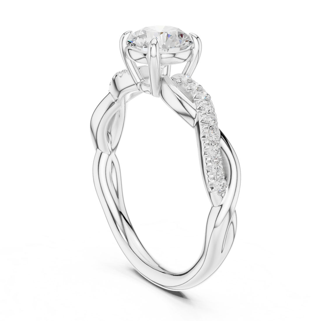 .76-1.03 Ct. Round Diamond Solitaire with Twisted Pavé Band (DDLR-589+641) 9