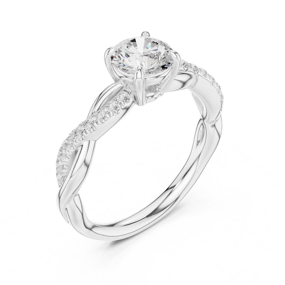 .76-1.03 Ct. Round Diamond Solitaire with Twisted Pavé Band (DDLR-589+641) 6