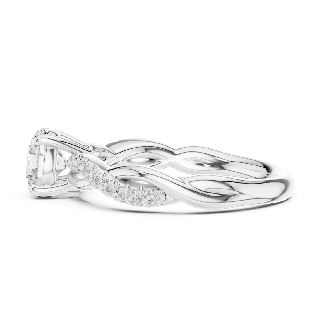 .76-1.03 Ct. Round Diamond Solitaire with Twisted Pavé Band (DDLR-589+641) 12