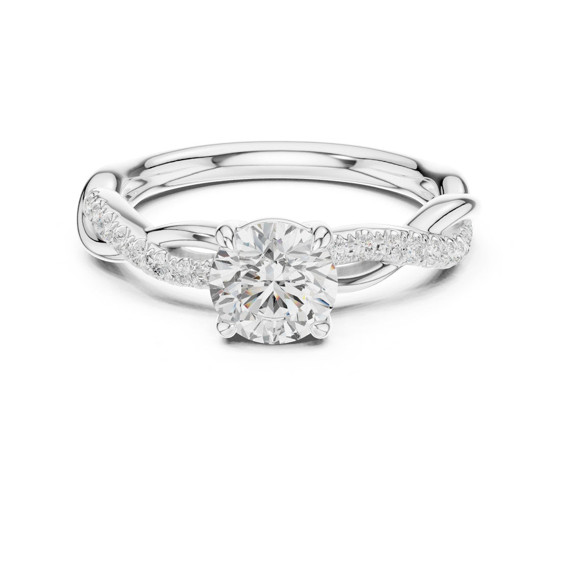 .76-1.03 Ct. Round Diamond Solitaire with Twisted Pavé Band (DDLR-589+641) 7