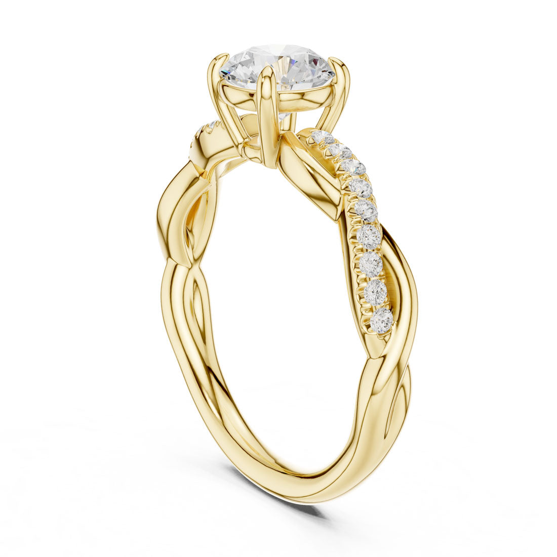 .76-1.03 Ct. Round Diamond Solitaire with Twisted Pavé Band (DDLR-589+641) 3