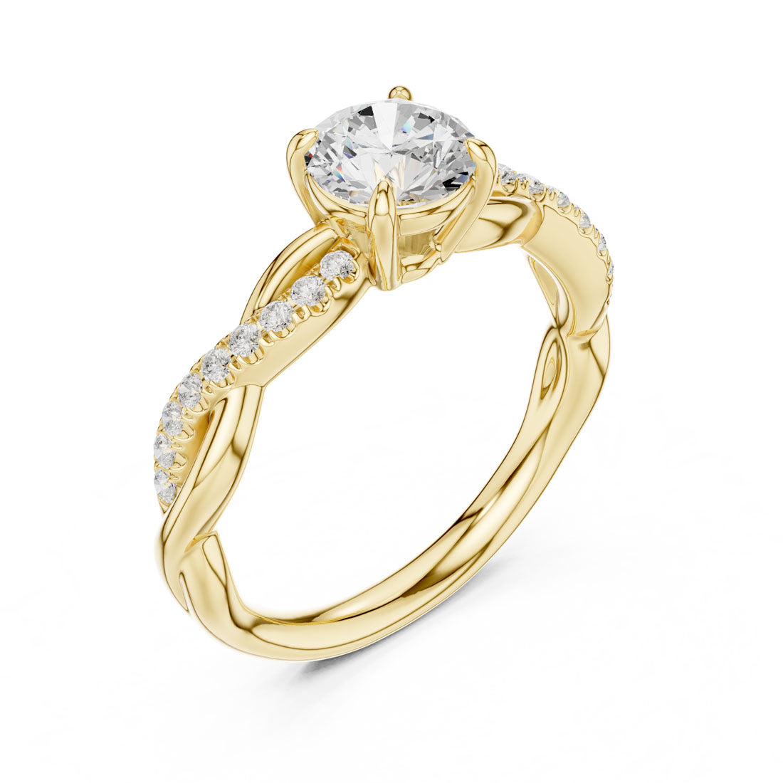 .76-1.03 Ct. Round Diamond Solitaire with Twisted Pavé Band (DDLR-589+641)