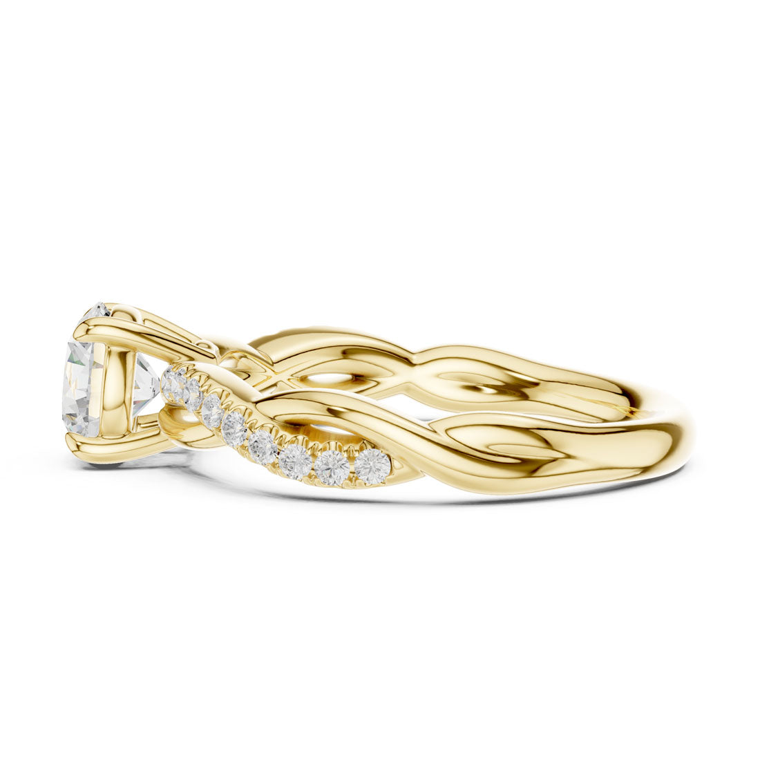 .76-1.03 Ct. Round Diamond Solitaire with Twisted Pavé Band (DDLR-589+641) 4