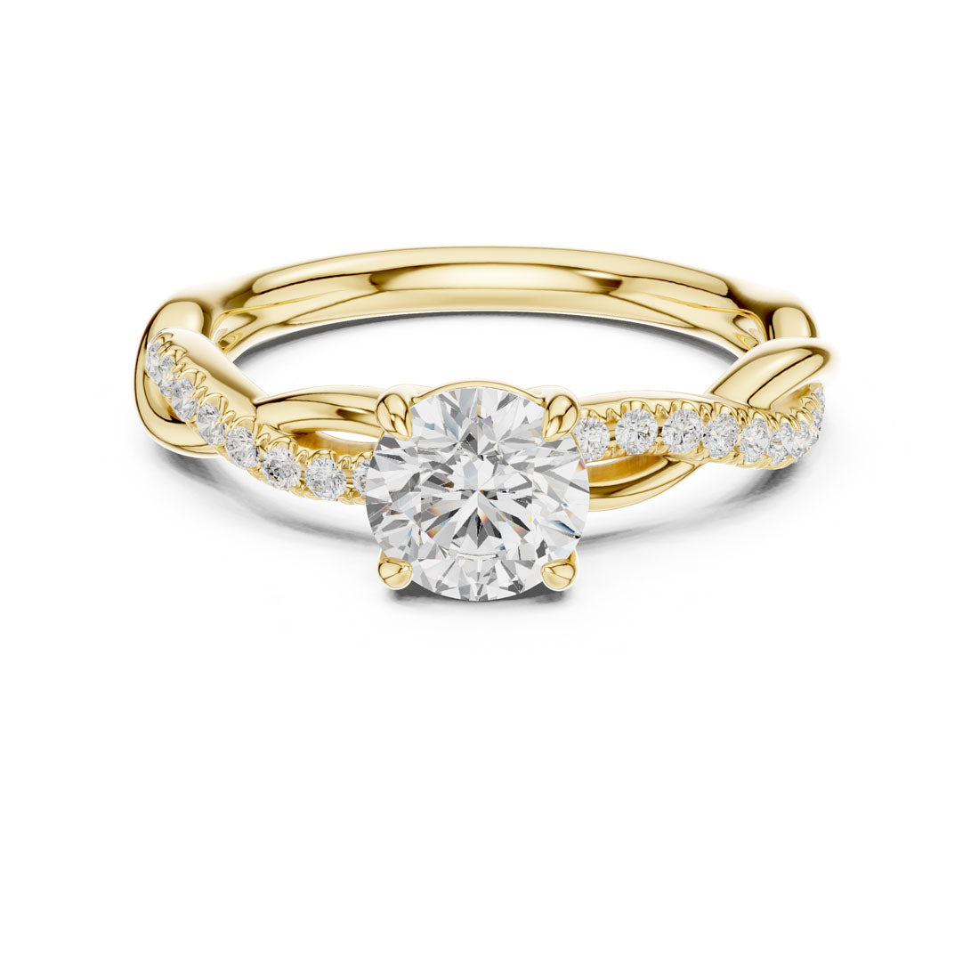 .76-1.03 Ct. Round Diamond Solitaire with Twisted Pavé Band (DDLR-589+641) 5