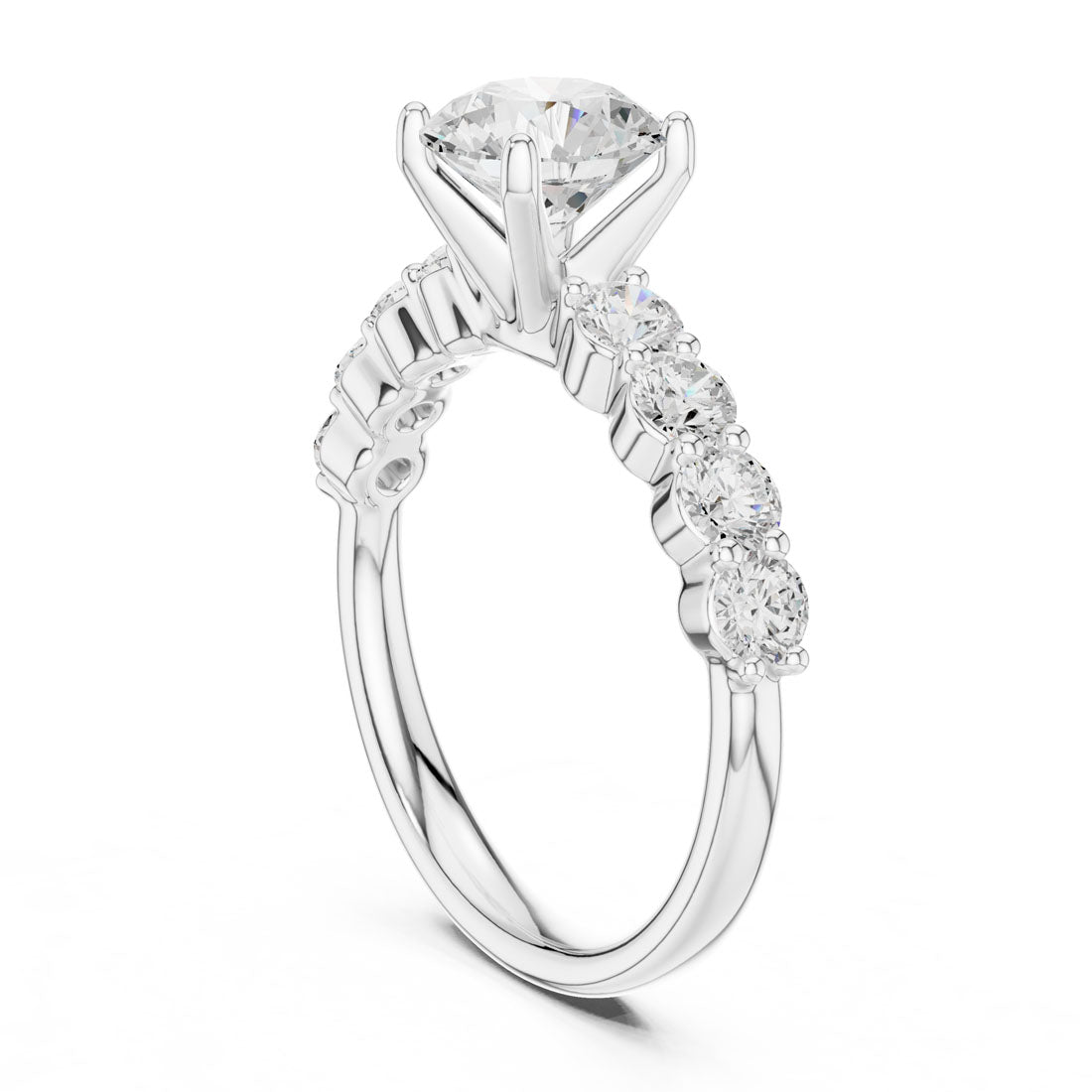 2.13 Ct. Round Cut Diamond Solitaire with Diamond Set Band (DDLR-642) 9