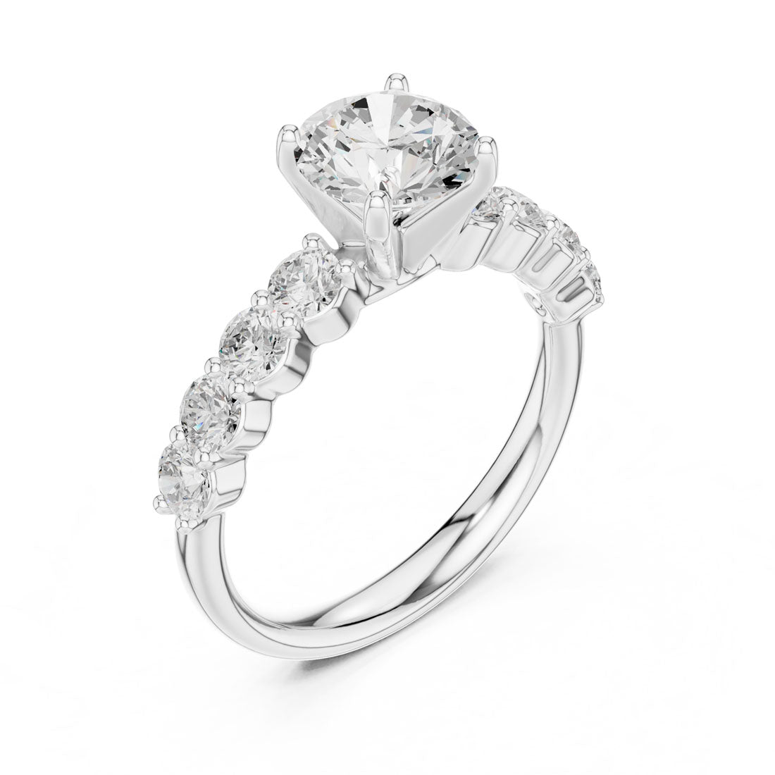 2.13 Ct. Round Cut Diamond Solitaire with Diamond Set Band (DDLR-642) 6