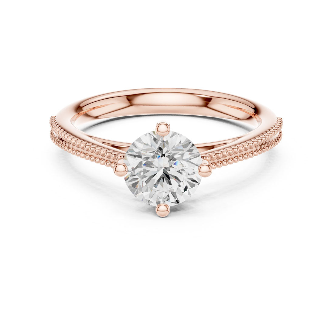 .85 Ct. Round Diamond Solitaire with Milgrain-Accented Band (DDLR-647) 7
