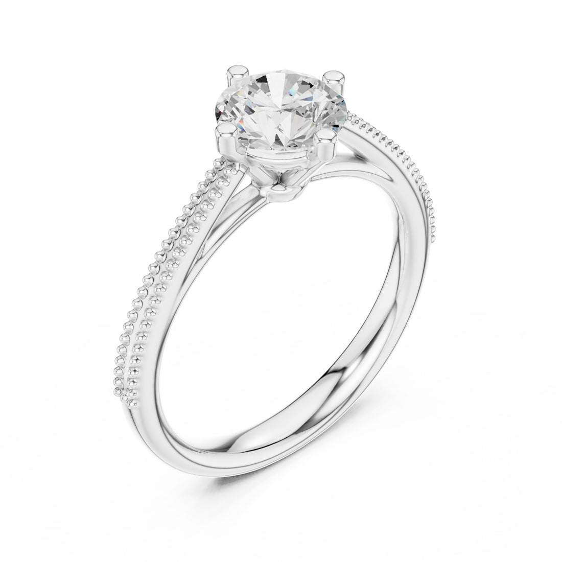 .85 Ct. Round Diamond Solitaire with Milgrain-Accented Band (DDLR-647) 6
