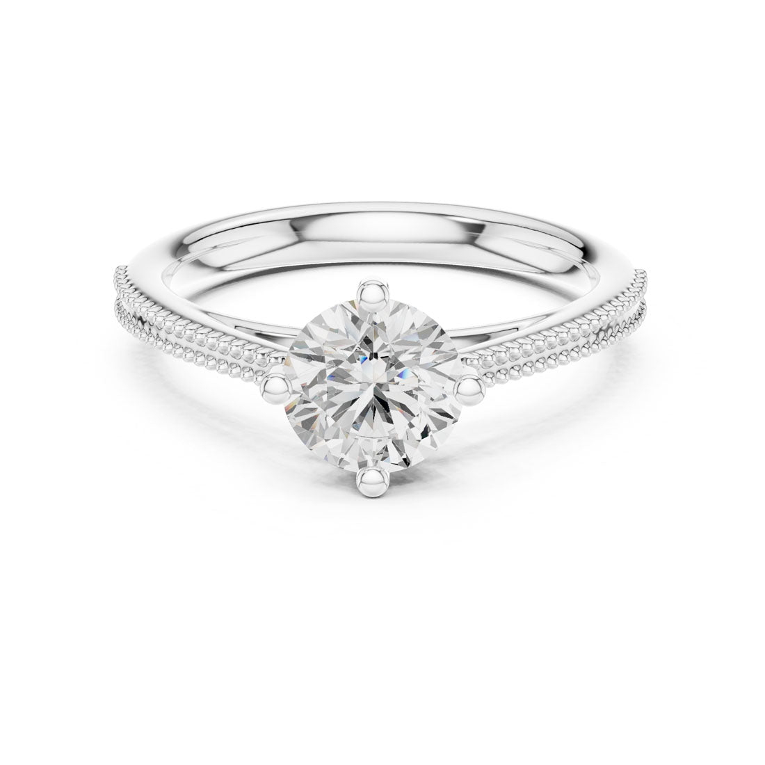 .85 Ct. Round Diamond Solitaire with Milgrain-Accented Band (DDLR-647) 5