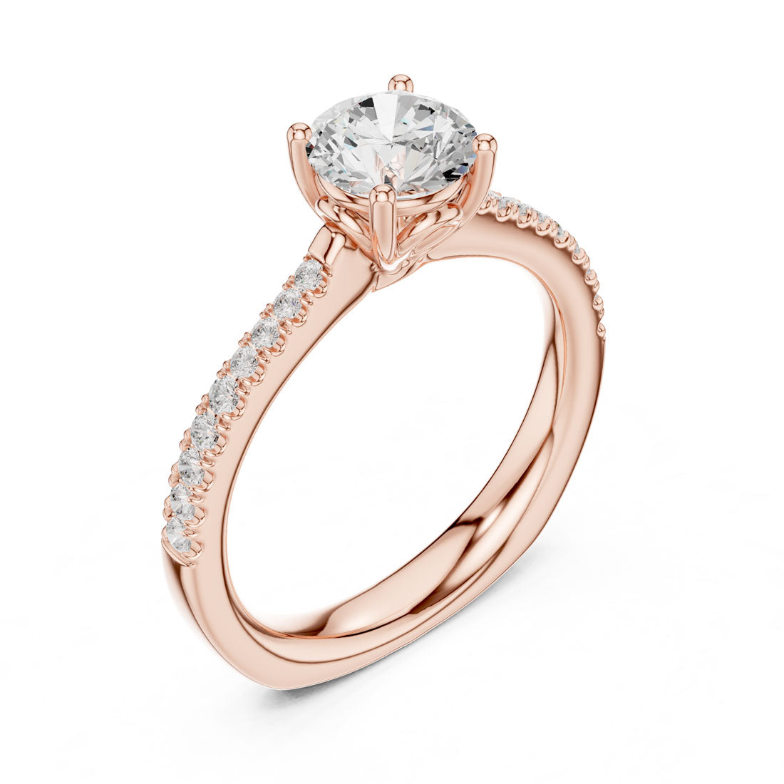1.13 Ct. Round Diamond Solitaire with Pavé Diamond Band (DDLR-651) 6