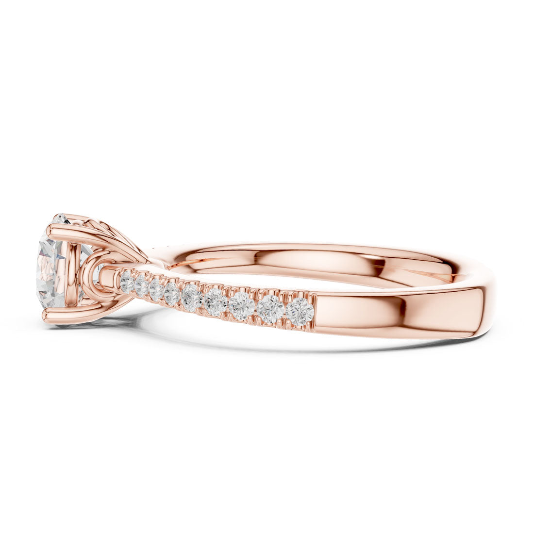 1.13 Ct. Round Diamond Solitaire with Pavé Diamond Band (DDLR-651) 12