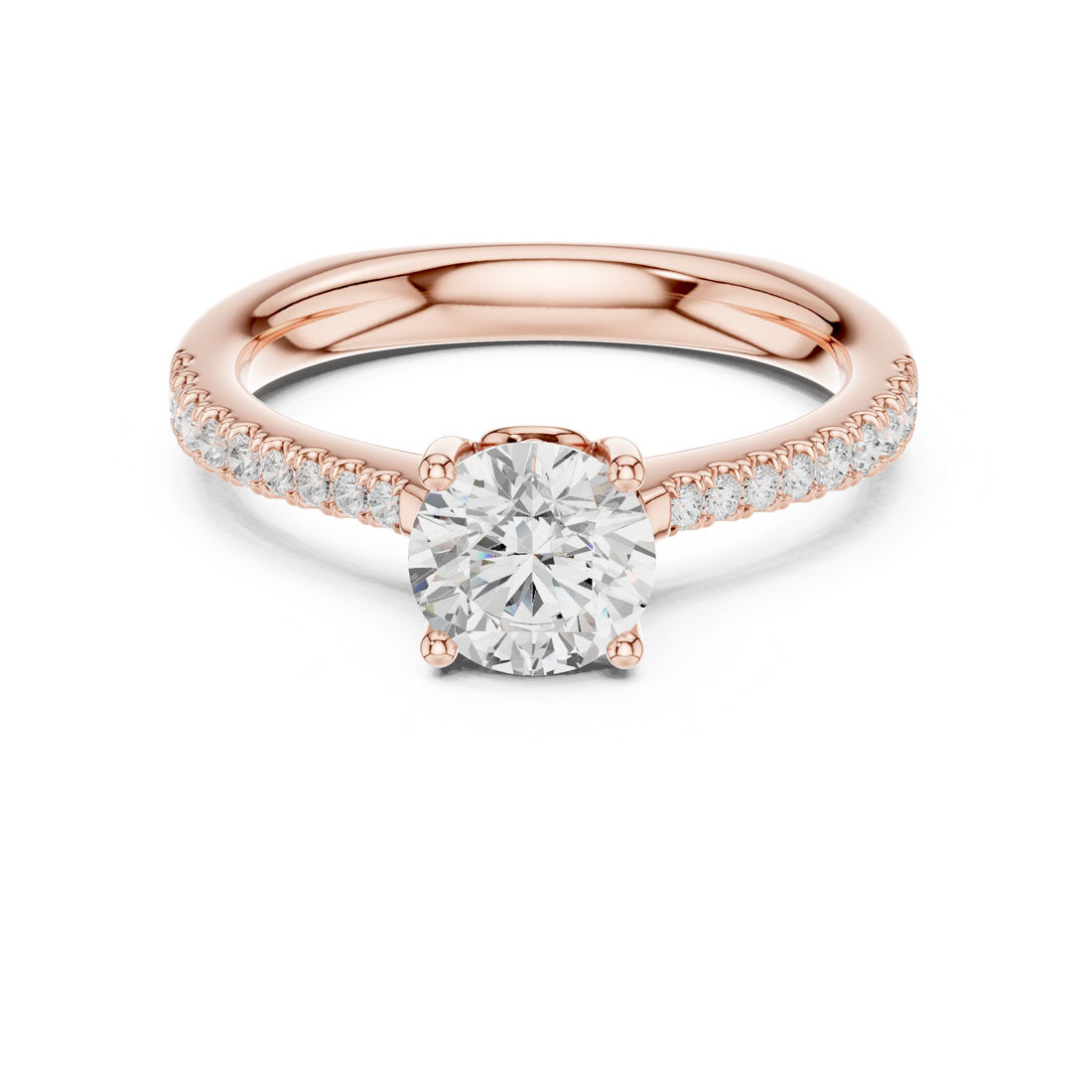 1.13 Ct. Round Diamond Solitaire with Pavé Diamond Band (DDLR-651) 7